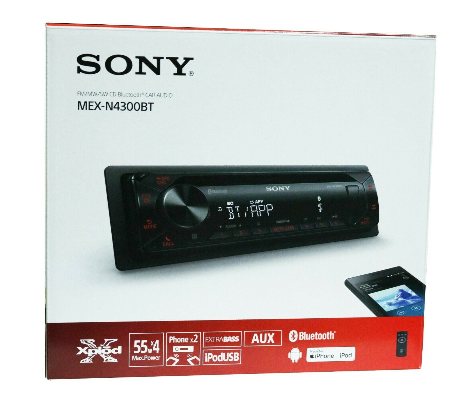 Sony MEX-N4300BT 1-DIN Car Stereo In-Dash CD USB AUX Receiver w/ Dual Bluetooth