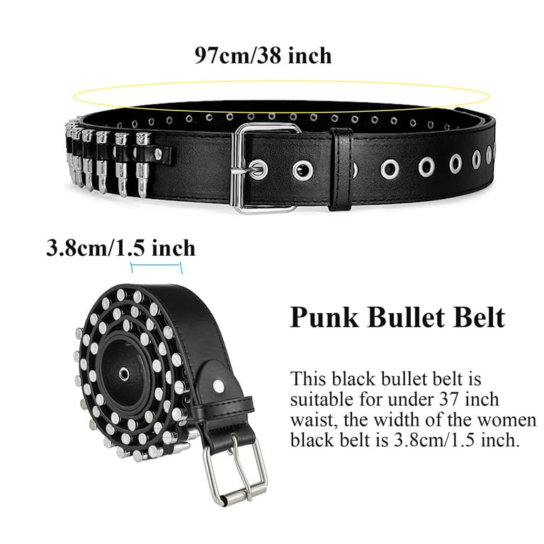 Y2K Spike Studded Punk Waist Belt for Women - Faux Leather Bullet Belt EaciTown Studded Belt Bullet Rivets Belt Y2k Secene Costume  main image 3