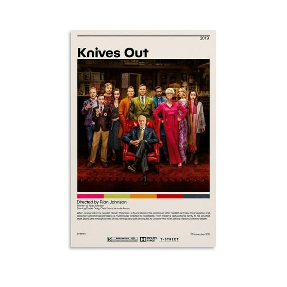 Knives Out Minimalist Movie Poster Vintage Poster Canvas 90s Wall Art Room Aesthetic Posters
