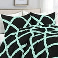 thumbnail image 3 of D.N.G. BEDDINGS 5 Piece Luxury Two Tone Diamond Ruffle Pattern Comforter Set Premium Super Soft All Season 800 Thread Count, 100% Egyptian Cotton, Twin/Twin XL Size Aqua Blue/Black Solid Color, 3 of 4