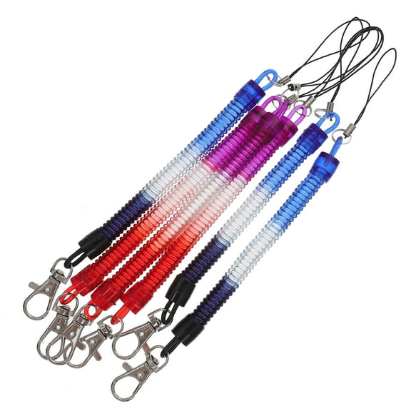6 Pcs Spring Rope Key Chain Retractable Stretchy Holder Outdoor