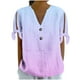thumbnail image 1 of Vestidos Casuales Para Mujer, Blusas De Mujer De Moda Camiseta holgada de manga corta con cuello en V, botones y estampado sin posicionamiento para mujer, estilo informal y de moda, 1 of 7