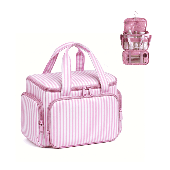 Hanging Travel Makeup Bag, Large‑Capacity Waterproof Cosmetic Toiletry Organizer with Rotatable Hook, Multi‑Pocket Storage Pouch for Vacation Bathroom