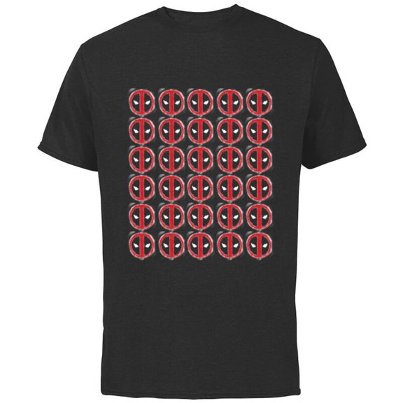 Marvel Deadpool Icon Repeat - Short Sleeve Cotton T-Shirt for Adults - Customized-Black