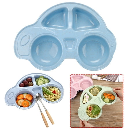

MSJUHEG Dinnerware Sets Cookware Sets Cartoon Car Shape Plate Environmentally Separated Dinnerware Tableware Tray Dish Set Blue