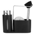 thumbnail image 1 of Detergent Dispenser Rack, Kitchen Sink Plate Liquid Hand Sanitizer Dispenser Container, Storage Rack with Steel Wool, Brush Black, 1 of 8