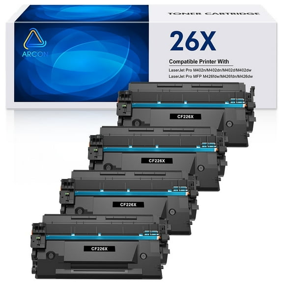 26X CF226X Toner Cartridge 4 Pack High Yield Black Compatible for HP 26X CF226X 26A CF226A Laserjet Pro M402dn M402n M402dw MFP M426fdw M426fdn M426dw M402 M426 CF226XC Printer Ink