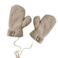 thumbnail image 2 of Dyfzdhu Cute Bear Winter Gloves Women Fuzzy Fleece Mittens Braided Rope Thick Thermal Beige, 2 of 6