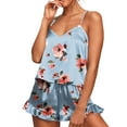 thumbnail image 2 of snilers Pajama Set for Women 2 Piece Spaghetti Strap Camisole Top and Shorts Soft Comfy Lightweight Sleepwear Ruffle Nightwear, 2 of 5