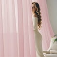 thumbnail image 4 of NICETOWN Privacy Sheer Curtains for Kitchen, Grommet Curtains Non-See-Through Light Filtering Window Drapes for Living Room, Baby Pink, 52"x72", 2 Panels, 4 of 8