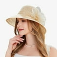 thumbnail image 6 of Hauaitttt Womens Summer Dress Hat Wide Leaf Flower Bridal Shower Hat Sun Hats Beach Hat Hiking Visors for Women Boys Beach Hat Tennis Hat Lay Hat Ponytail Hat Hat Drawstring for Women Beach Boating, 6 of 7