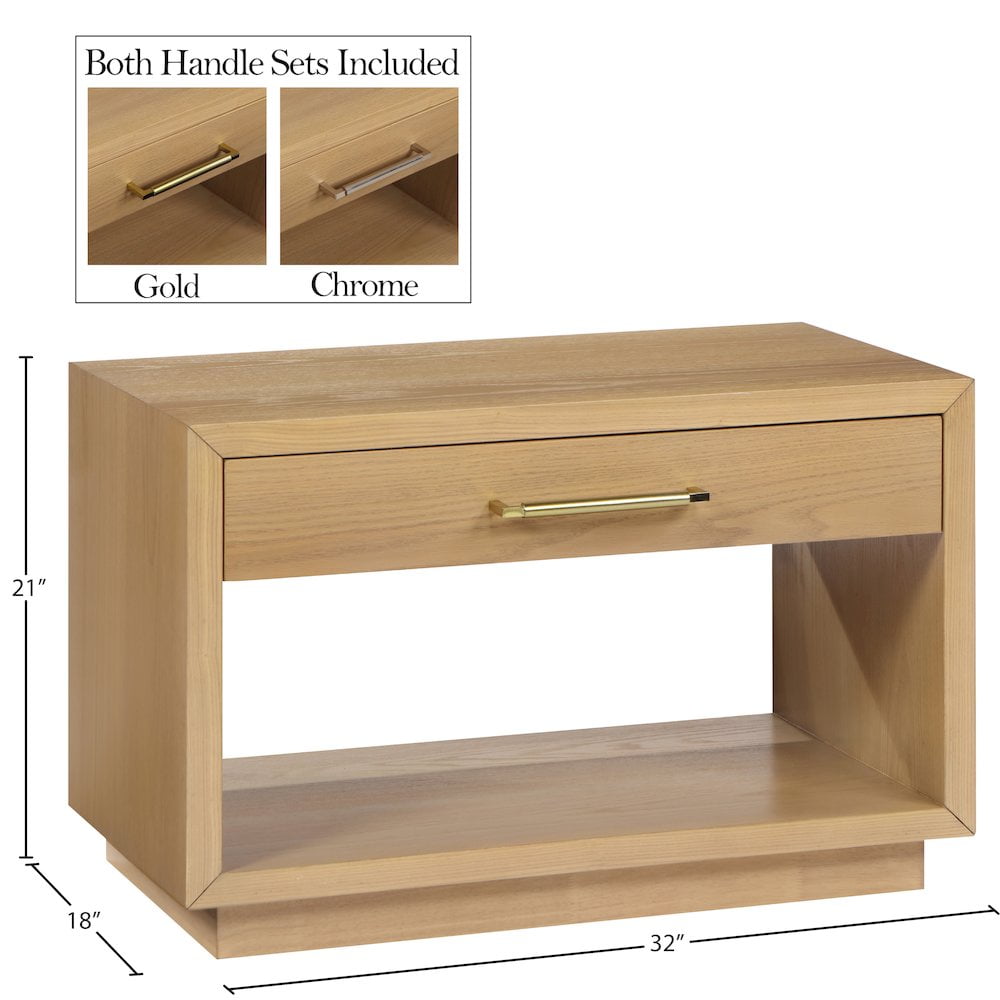Meridian Furniture Avery Oak Wood Veneer Night Stand
