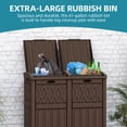 thumbnail image 4 of Uforic Double Compartment Outdoor Trash Can, 62 Gallon Waterproof Resin Garbage Bin with Tiered Lid and Drip Tray for Patio Deck Backyard, Dark Brown, 4 of 10