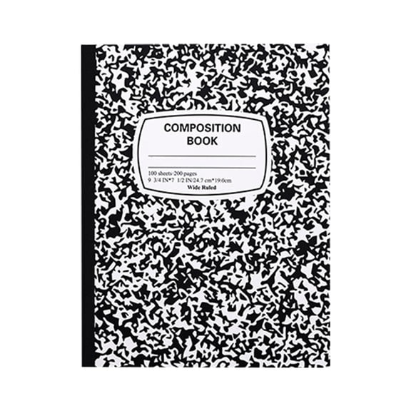 Composition Notebook B5 Size, 100 Sheets, Wide Ruled, Marble Cover, Lined Journal for Office, Black