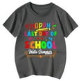 thumbnail image 4 of Baby Girl Summer Clothes Kids Boys and Girls Summer Last Day of School Theme Print Casual Comfort Short Sleeve T Shirt Summer Tops Grey 3 Years-4 Years, 4 of 4