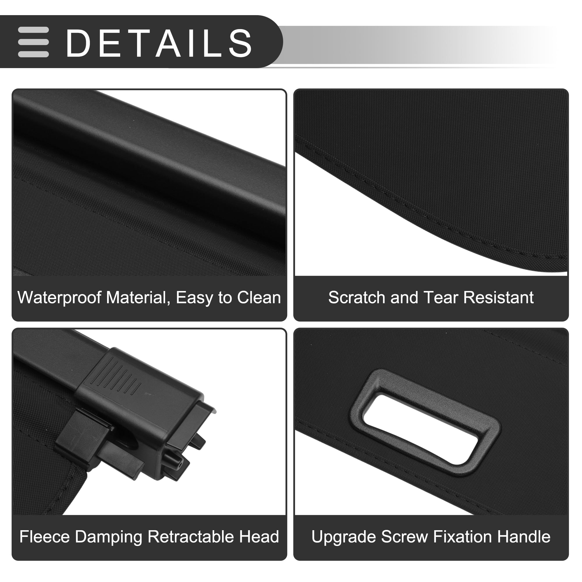 Unique Bargains Retractable Cargo Cover for Audi Shelf Shield Shade with Accessories Black