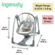 Ingenuity Boutique Collection Deluxe Portable Baby Swing, Bella Teddy, Unisex, for Infants 0-9 Months