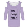 thumbnail image 5 of MIXUE Womens Summer Tops Solid Color Round Neck Off Shoulder Short Sleeve Fashion Casual Shirts For Women Tshirts Holiday Wear,Purple,M, 5 of 5