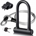 thumbnail image 1 of Bike Lock, U-shaped Bike Lock With 1.2m Flex Steel Cable And Heavy Duty Mounting Bracket For Bikes, Bicycles, Scooters, Etc, 1 of 1