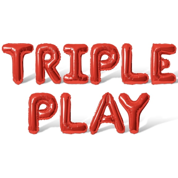 Letter Balloons - TRIPLE PLAY 16" Inch Alphabet Letters Foil Mylar Balloon 3rd Birthday Party Banner (Red)