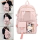 thumbnail image 3 of Mochila de gran capacidad, informal, para niñas, con bolsillos laterales. Rosa, 3 of 9