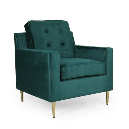 GDF Studio Taylea Modern Glam Tufted Velvet Club Chair, Teal and Gold
