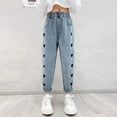 thumbnail image 2 of Pants For Kids Girls Size 7-8 Jeans Girls Jeans Size 12 Girls Clothes Size 14-16 Girls Jeans Denim Elastic Wasit Wide Leg Baggy Pants Kids Clothes, 2 of 7