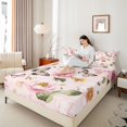thumbnail image 5 of Homewish Pink Rustic Flower Twin Sheet Sets for Women, Kawaii Butterfly Animal Twin Fitted Sheet, Vintage Fashion Style Flat Sheet, Ultra Soft Bedroom Decor, 3 Pieces, 5 of 8