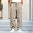 thumbnail image 6 of Annhoo Boys Girls Cargo Joggers Pants with Pockets Fashion Drawstring Elastic Waist Pleated Pants Basic Casual Trousers, 6 of 7