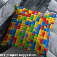 thumbnail image 2 of jejeloiu 3D Building Blocks Fabric by the Yard 1 Yard,Rainbow Bricks Home Decor Fabric by the Yard,Yellow Blue Green Sewing Fabric For Boys For Boys Kids,Breathable Home Decor, 2 of 6