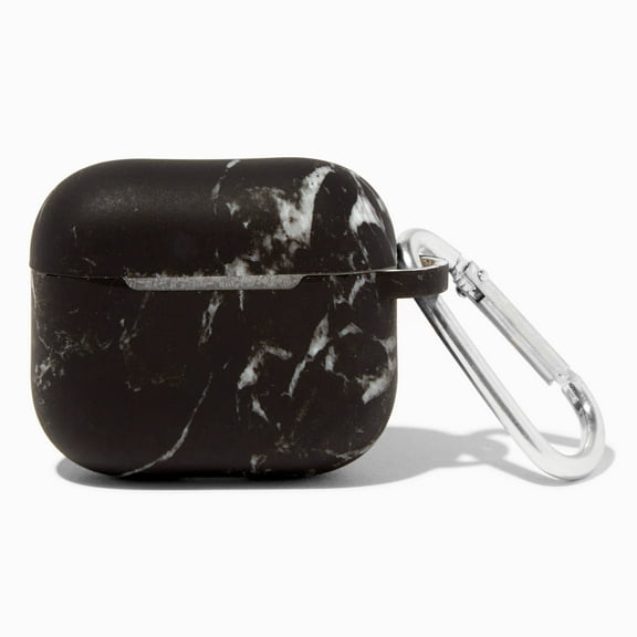 Claire's Black Marble Silicone Earbud Case Cover - Compatible with Apple AirPods® 3