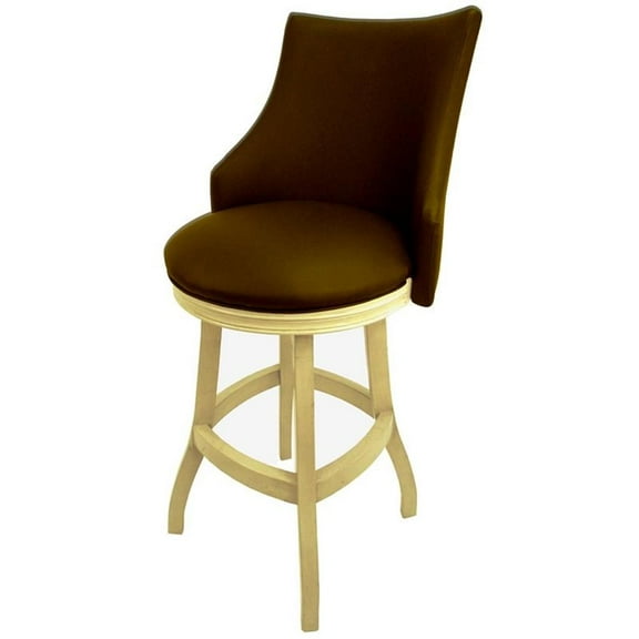 Tobias Designs 30" Swivel Wood Bar Stool in Brown/ Beige