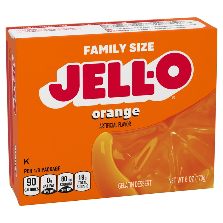 Jell-O Artificially Flavored Orange Gelatin Dessert Mix, 6 oz
