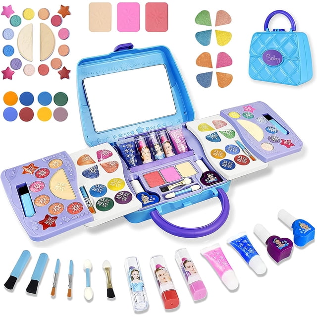 Bolsa de maquillaje para niños, juego de juguetes para niñas, regalo de cumpleaños, seguridad, 48 piezas