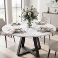 thumbnail image 4 of Resistant Polyester Round Tablecloth, Spill Proof Washable Circular Table Cover for Kitchen Dining Wedding Party Indoor Outdoor Home Decor Table Protector (F), 4 of 4