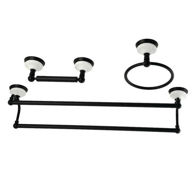 Victorian Bathroom Accessory Set, Matte Black - 3 Piece