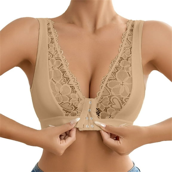 Weikingp Bras For Sagging Breasts Plus Size Bras For Women Comfortable Bras For Older Women Racerback Bralettes For Women Wireless Pushup Bra For Women Beige L