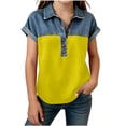 thumbnail image 2 of Agkizg Girls Faux Denim Button Down Shirt Short Sleeve Collared Top for Kids Casual Summer T-Shirt, Sizes 12-13 Years, 2 of 6