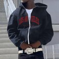 thumbnail image 2 of XIAOCHA Men's Los Angeles California Print Full Zip Hoodie Oversized Long Sleeve Hooded Sweatshirt With Kangaroo Pocket Retro Casual Hoodies, 2 of 4