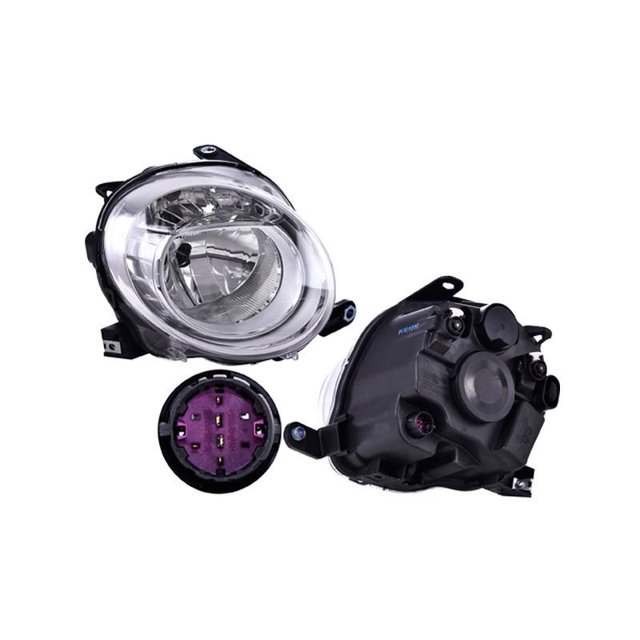 Faro Depo - Compatible Con Fiat 500 2009-2012 - P/ Foco De Hal, Con Motor, Lado Der Depo 500