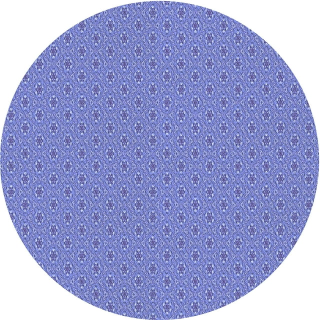 Ahgly Tapis Rond Lavable en Machine Intérieur Transitionnel Bleu Denim, 4 Pieds Rond