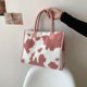 thumbnail image 5 of Bolso de mano con estampado de leopardo y vaca para mujer, grande de felpa de piel sintética Vintage, 5 of 5