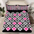 thumbnail image 2 of Castle Fairy Geometric Grid Bed Sheets for Kids Teenagers,Checkered King Sheets, 2 of 7