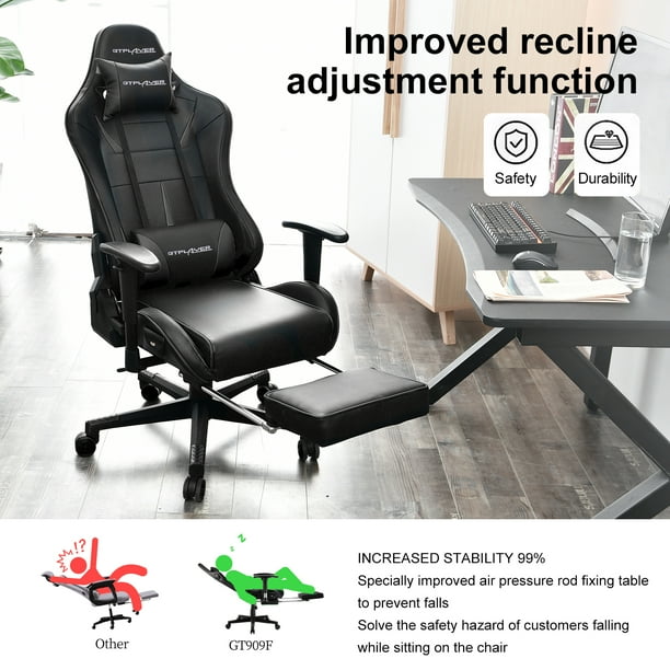 GTRACING Music Gaming Chair with Footrest Ergonomic Reclining PU