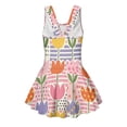 thumbnail image 5 of COEQINE Girls Tank Neck One Piece Swimsuit, V-Back Wide Strap Bathing Suit with Skirt for Kids 12-13 Years, Hawaiian Beach Swim Wear Dress Up for Girls, Cute Tulip Flower Patchwork, 5 of 8