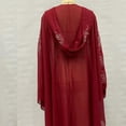 thumbnail image 3 of Xfvqtps Womens Wedding Cape Mesh Layered Pearl Flower Pattern V Neck Exquisite Cloak with Hood Poncho Wine, 3 of 6