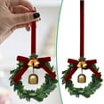 thumbnail image 2 of 3.2-inch Small Christmas Wreaths – Mini Wreaths with Red Bows & Bells, Artificial Norfolk Pine for Kitchen Cabinets, Stairs Railing, and Chairs Decor, Holiday Home Decor, B, Wreath, 2 of 8
