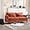 Orange, variant on Chenille Loveseat Sofa and Chair Set, Upholstered Sofa Couch with Soft Pillows, Mid Century Modern Accent Chair with Gourd-Shaped Wood Legs for Living Room, Bedroom, Apartment, Wine Red
