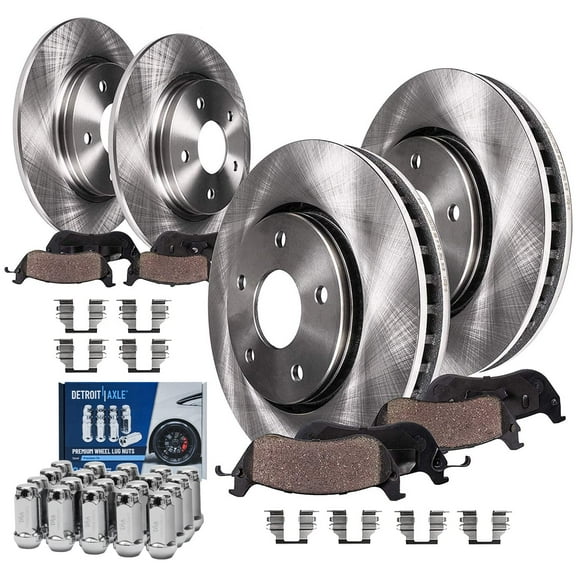 Detroit Axle - Front & Rear Disc Rotors Brake Pads Wheel Lug Nuts Replacement for Ford Taurus Flex Lincoln MKT MKS