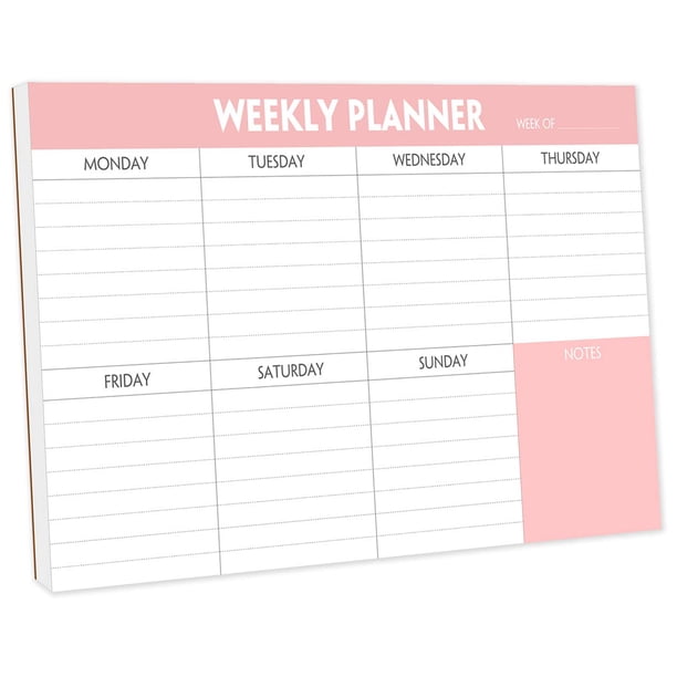 Bloc de notas de planificación semanal: Bloc de notas con lista de tareas pendientes con horario diario y calendario, 52 hojas de papel de 100 g/m², Bloc de notas de planificación semanal sin fecha de